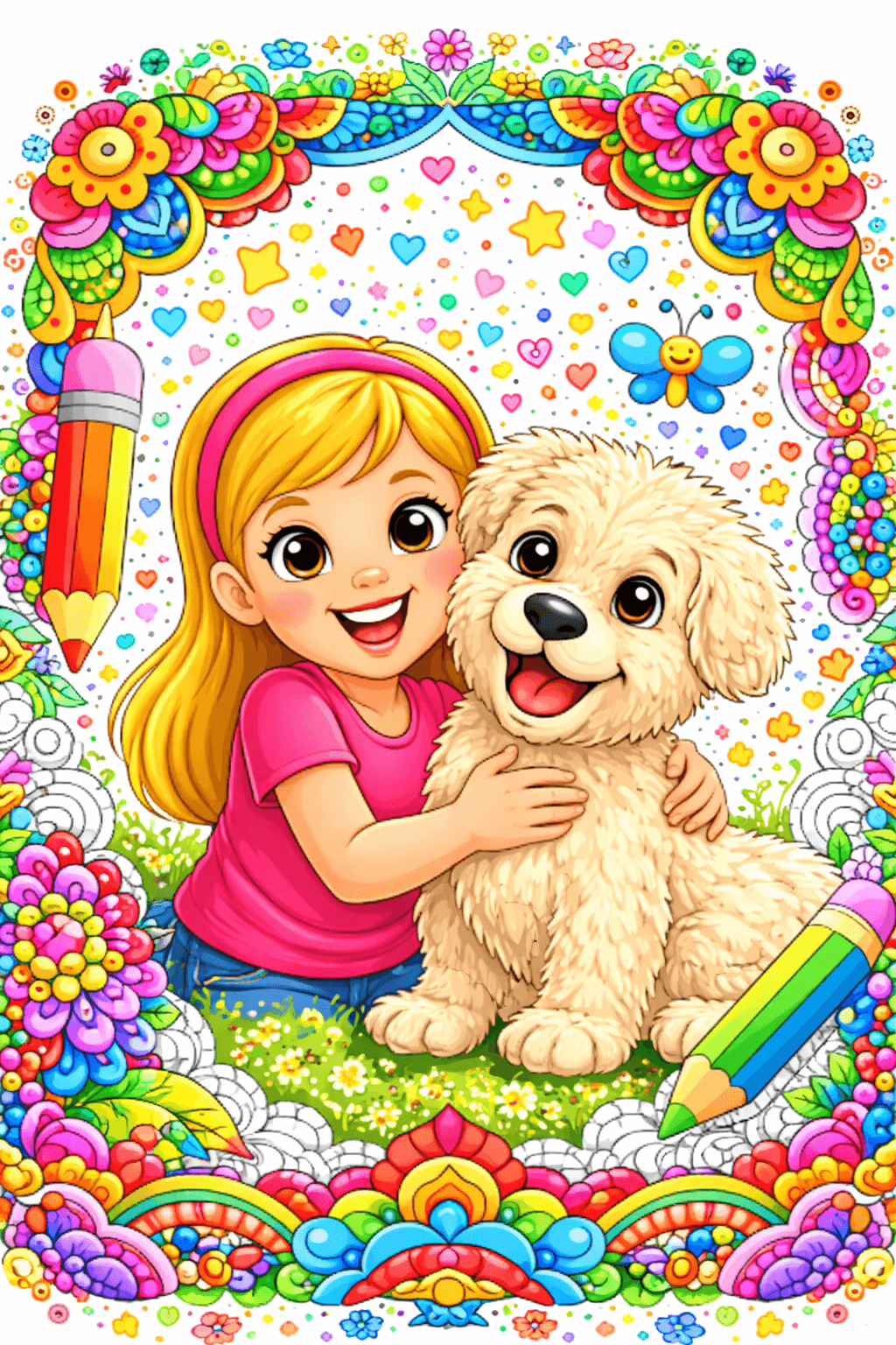 Nina and Pipoca Coloring Page